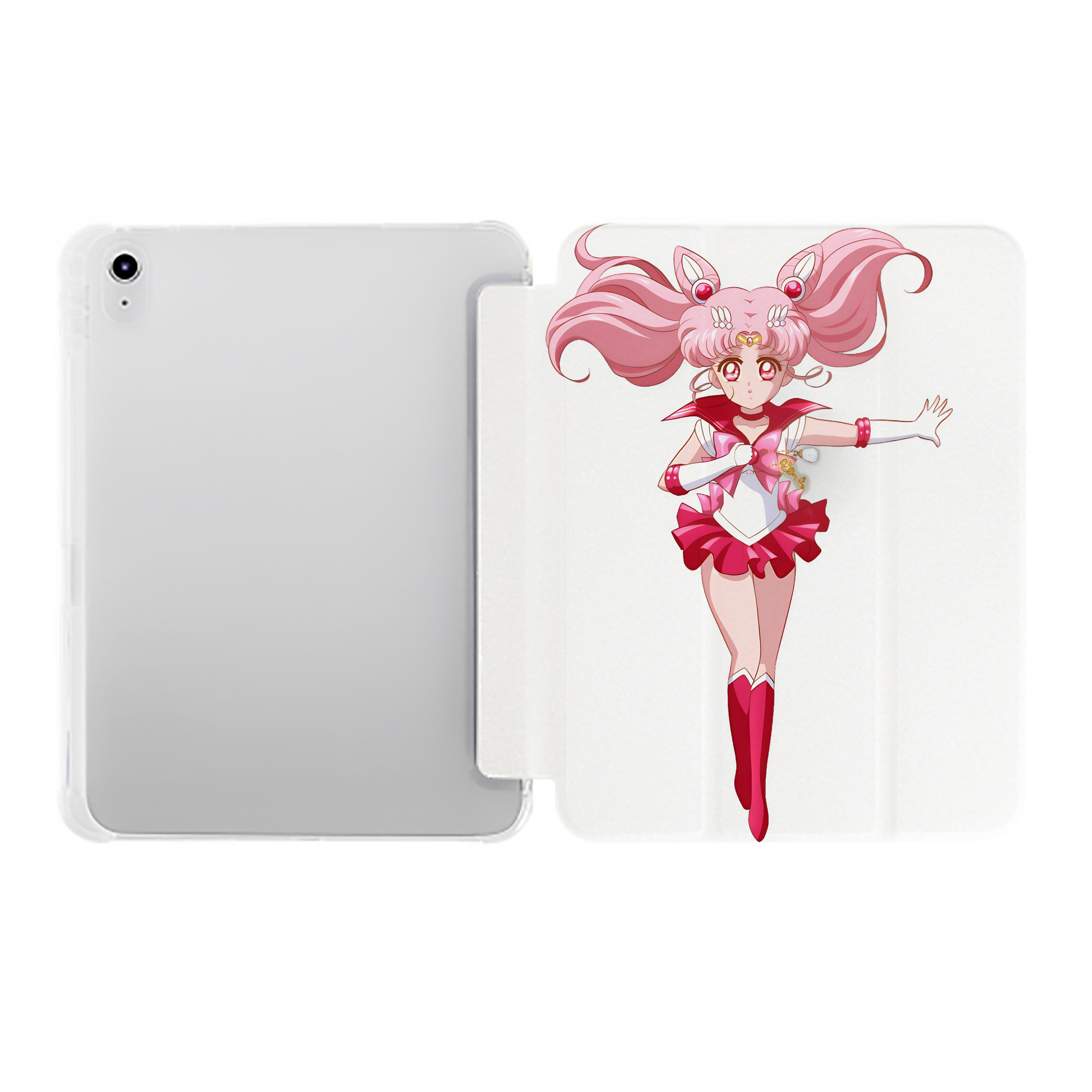 （画像用） 美少女戦士セーラームーン ちびうさ Sailor Moon Chibiusa Tsukino Usagi Small Lady Serenity IPad ケース ペン収納付き 三つ折りスタンド PUレザー×シリコン 対応機種9.5/10.5/10.9インチ